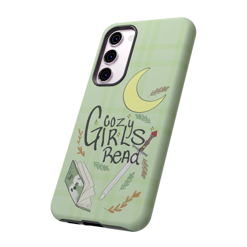 Cozy Girls Read Phone Case — Green Moonlit Reading Design