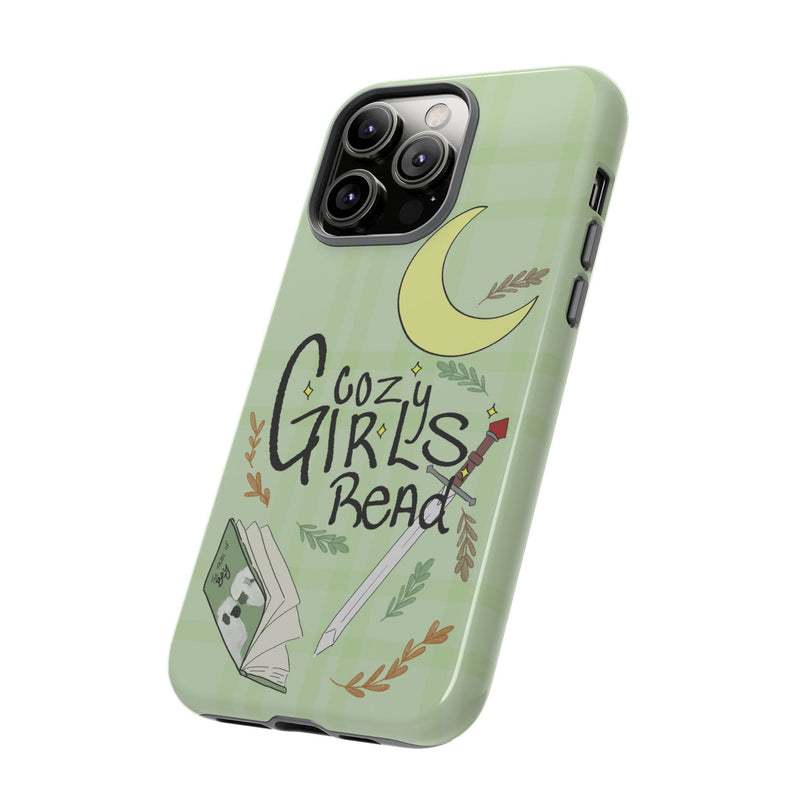 Cozy Girls Read Phone Case — Green Moonlit Reading Design