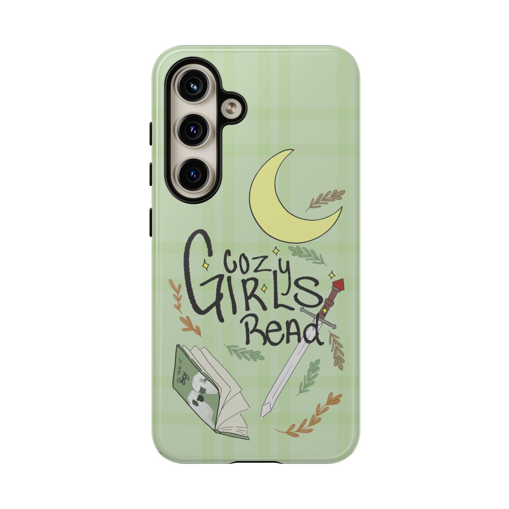 Cozy Girls Read Phone Case — Green Moonlit Reading Design
