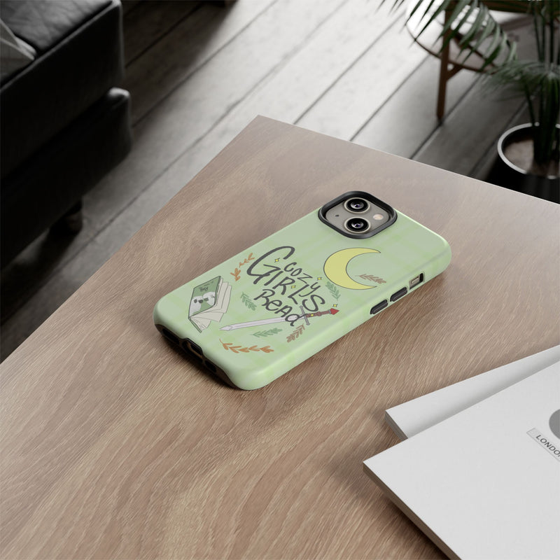 Cozy Girls Read Phone Case — Green Moonlit Reading Design