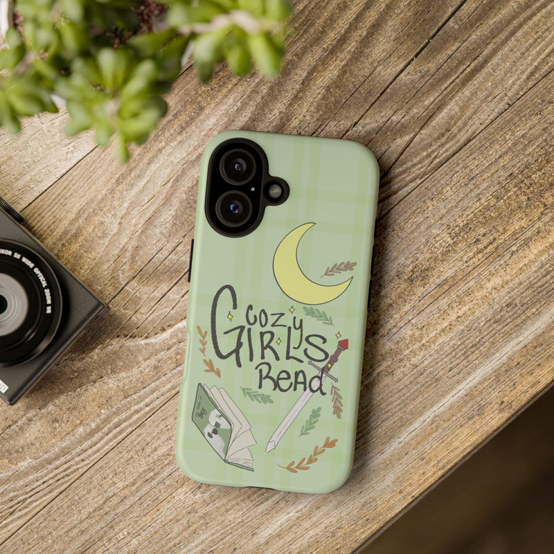 Cozy Girls Read Phone Case — Green Moonlit Reading Design