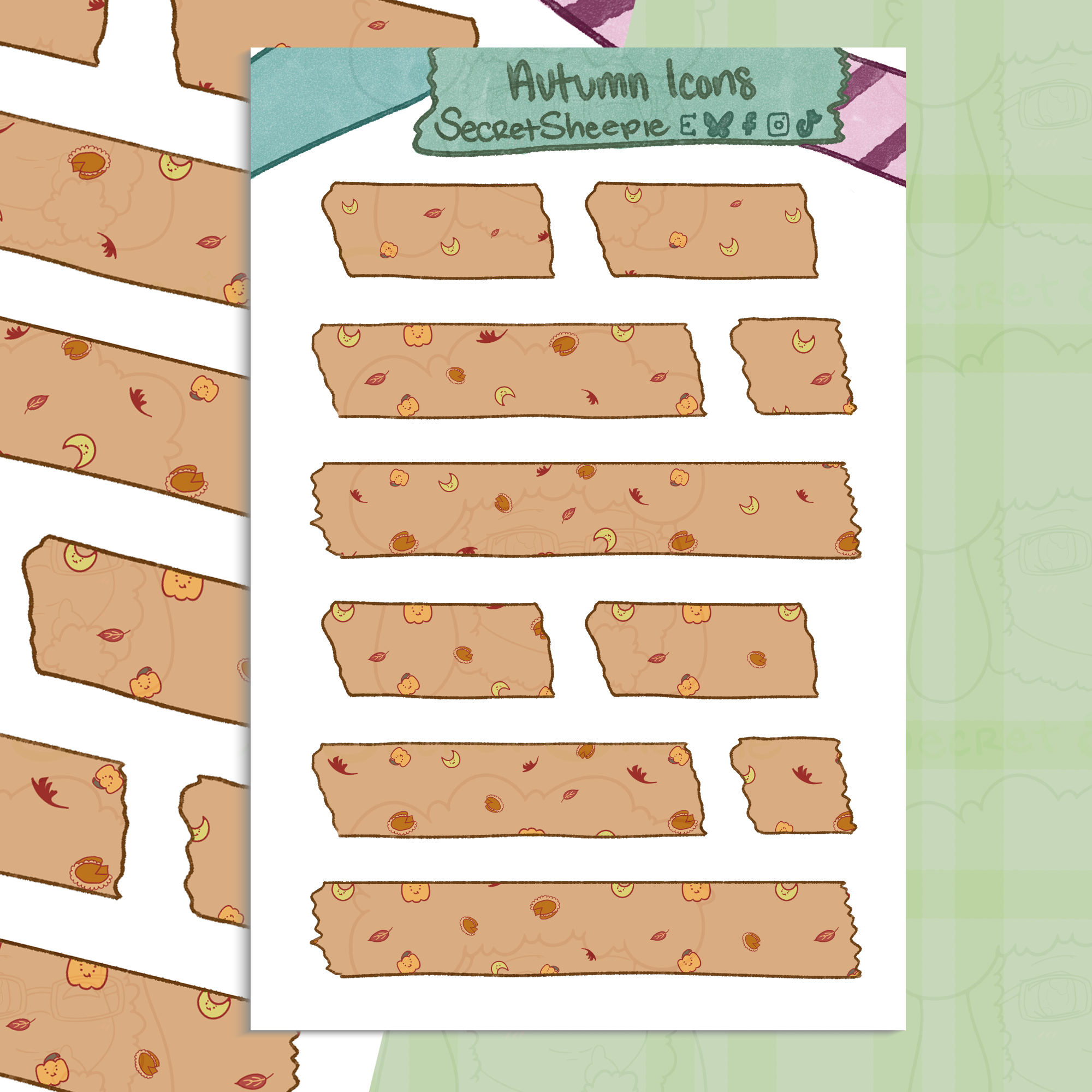 Autumn Icons Washi Tape Sticker Sheets