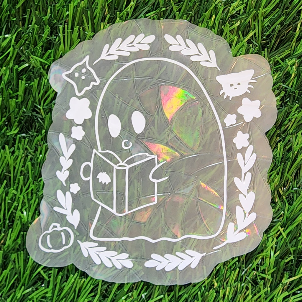 Ghost Bookworm Suncatcher