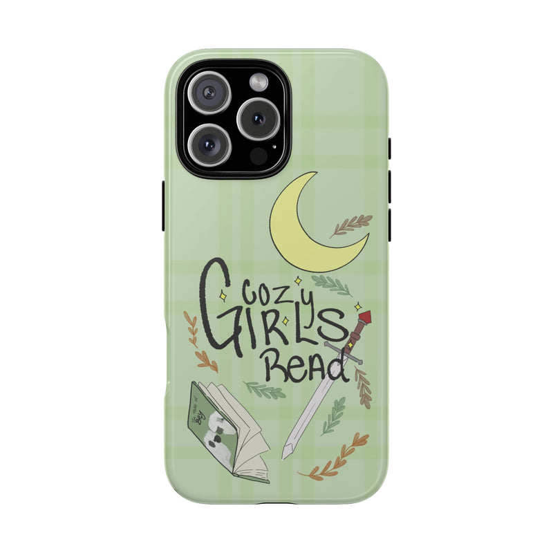 Cozy Girls Read Phone Case — Green Moonlit Reading Design