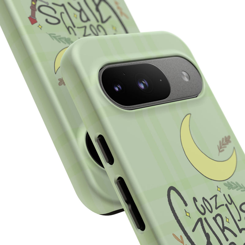 Cozy Girls Read Phone Case — Green Moonlit Reading Design
