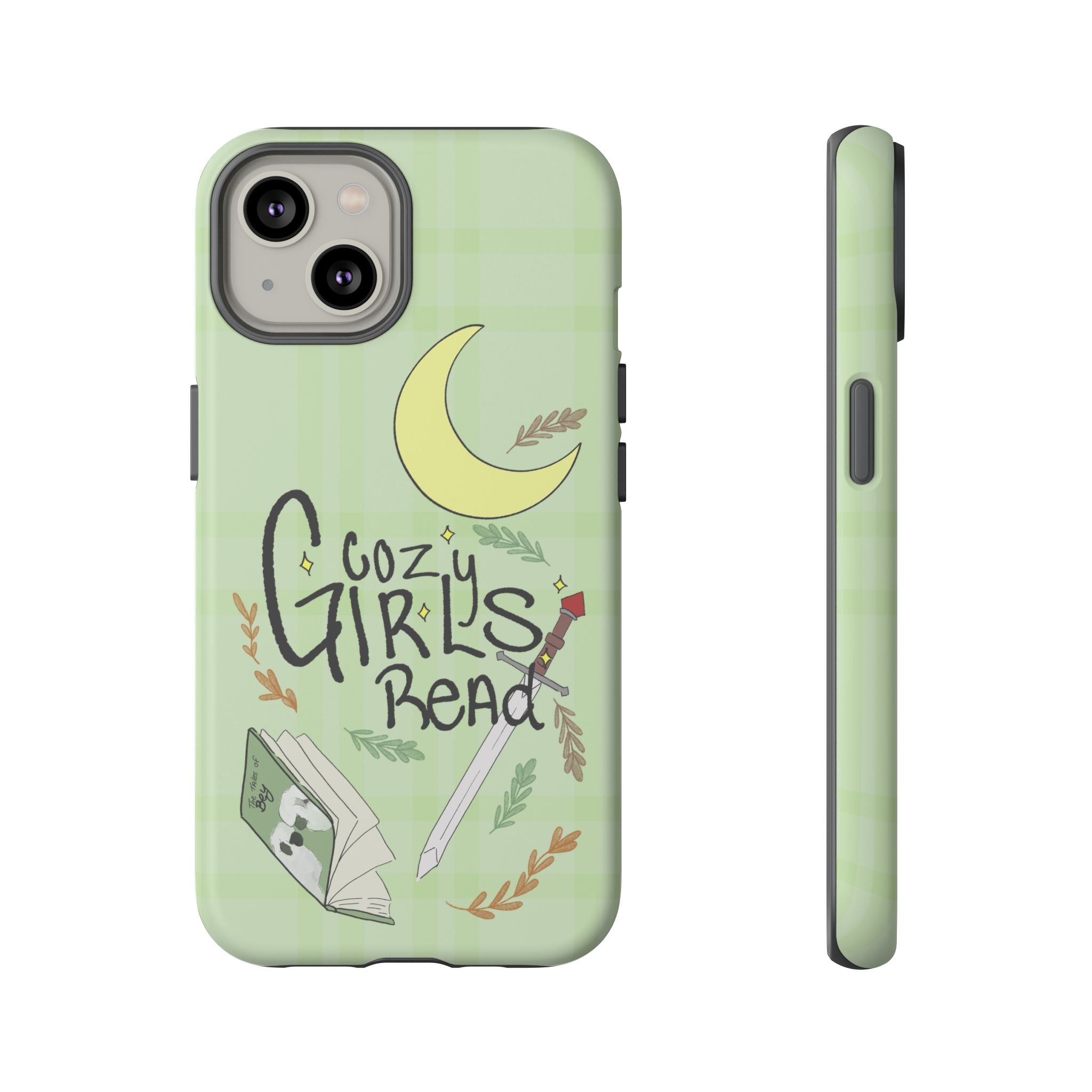 Cozy Girls Read Phone Case — Green Moonlit Reading Design