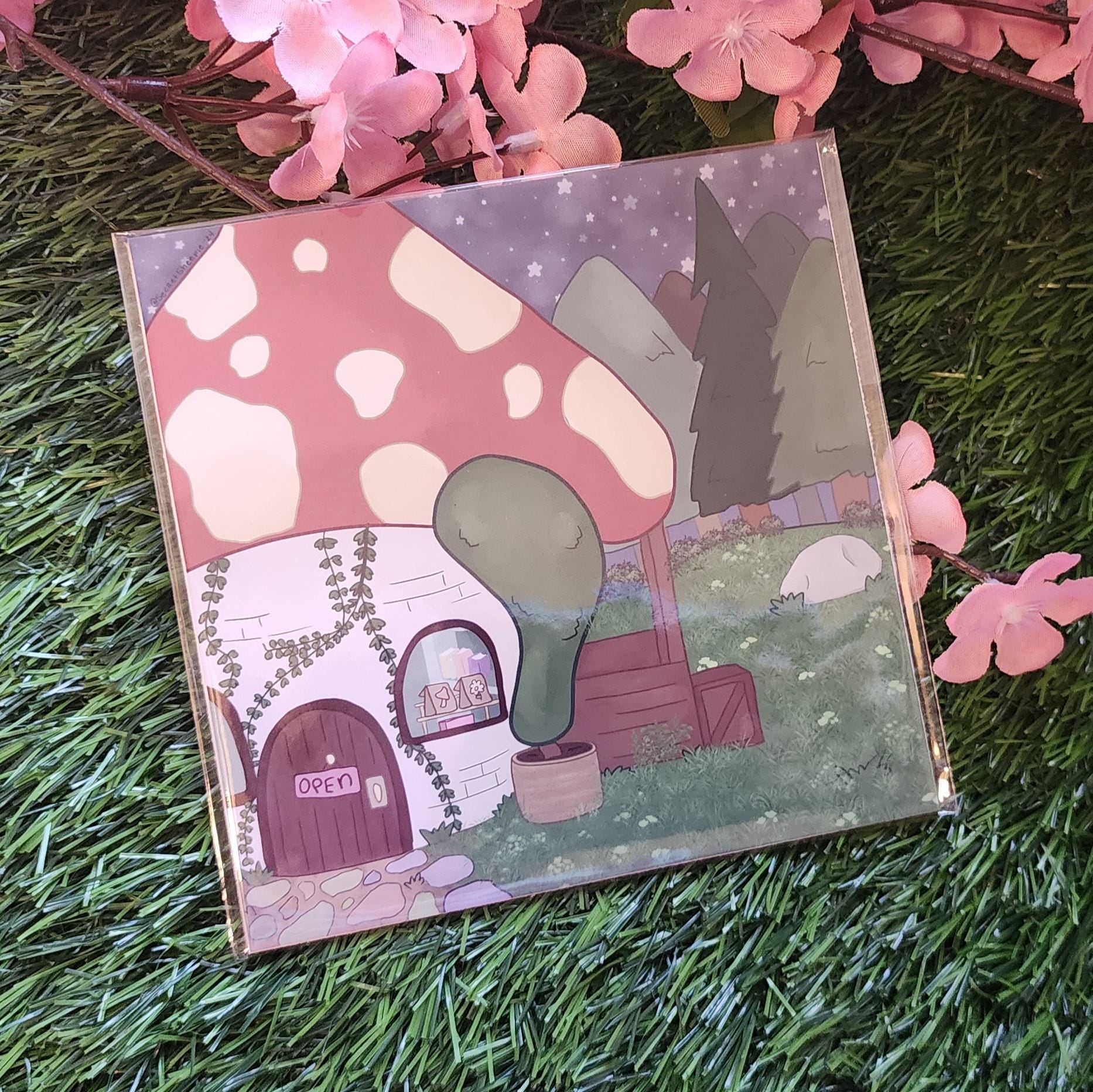 Mushroom Shop Art Print: Kawaii Forest Boutique Illustration