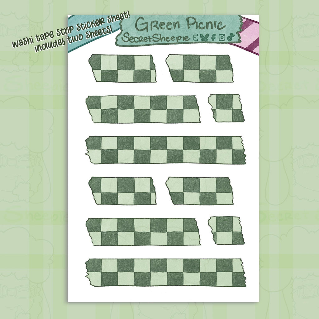 Green Picnic Strip Sticker Sheet