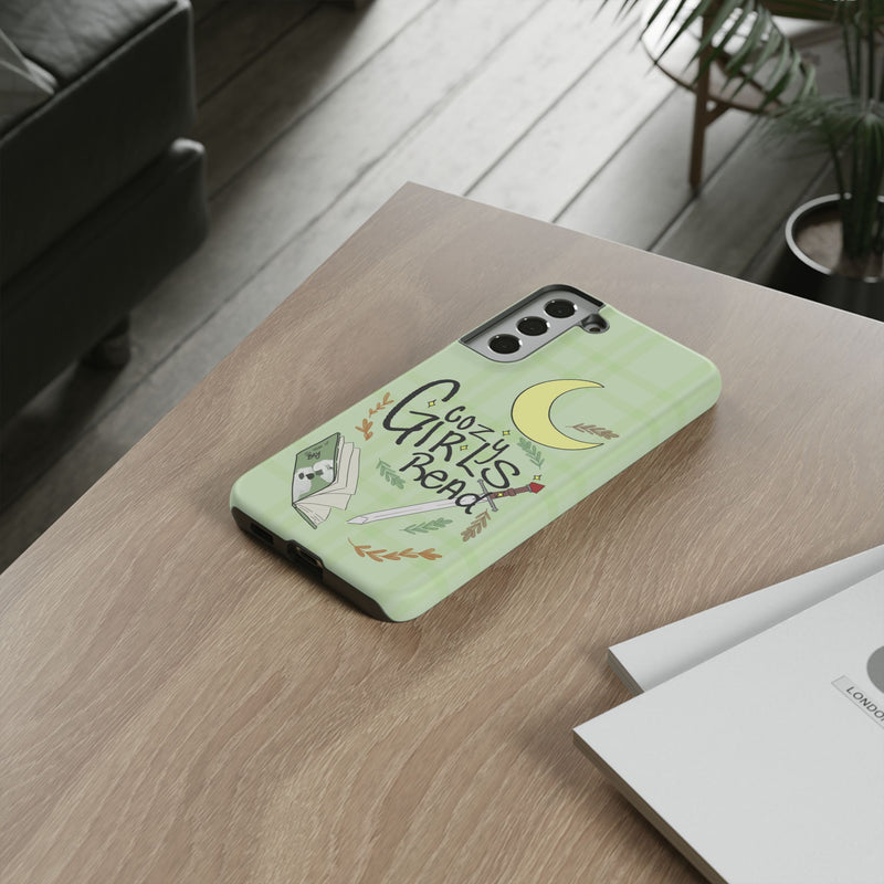 Cozy Girls Read Phone Case — Green Moonlit Reading Design