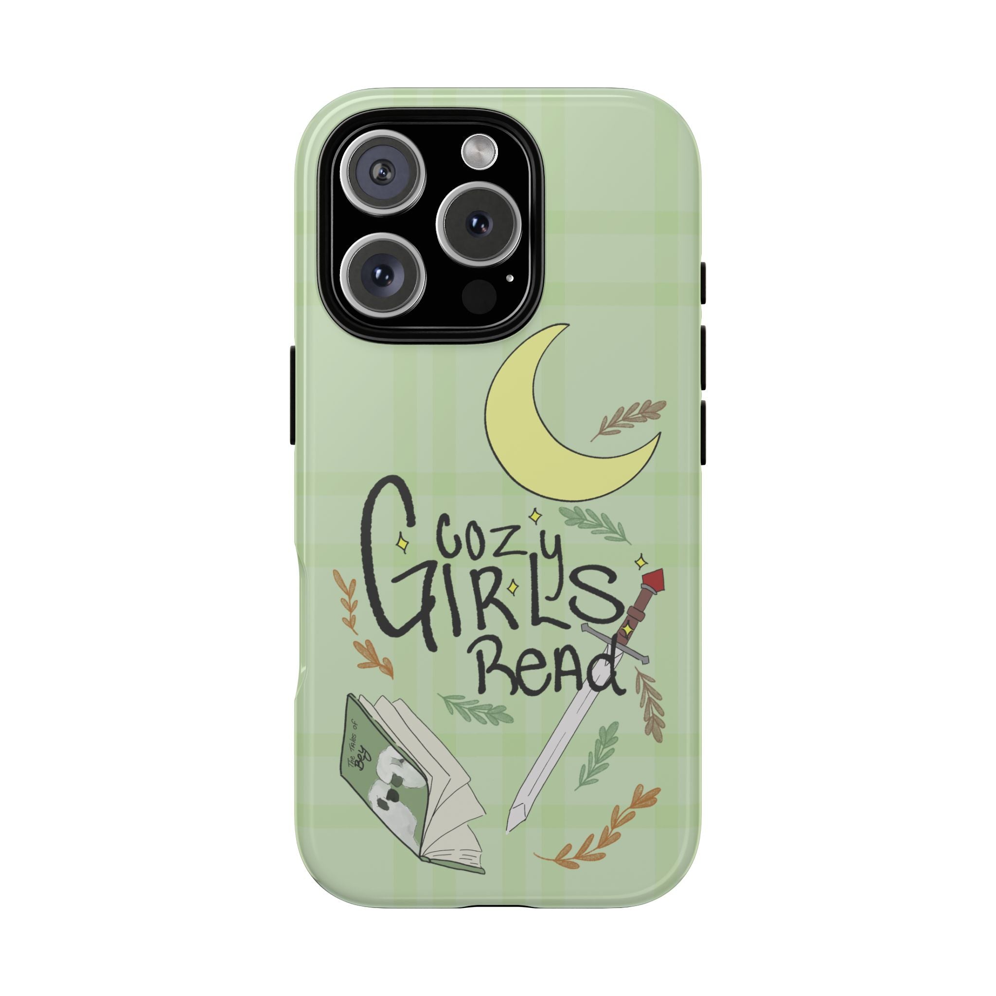Cozy Girls Read Phone Case — Green Moonlit Reading Design