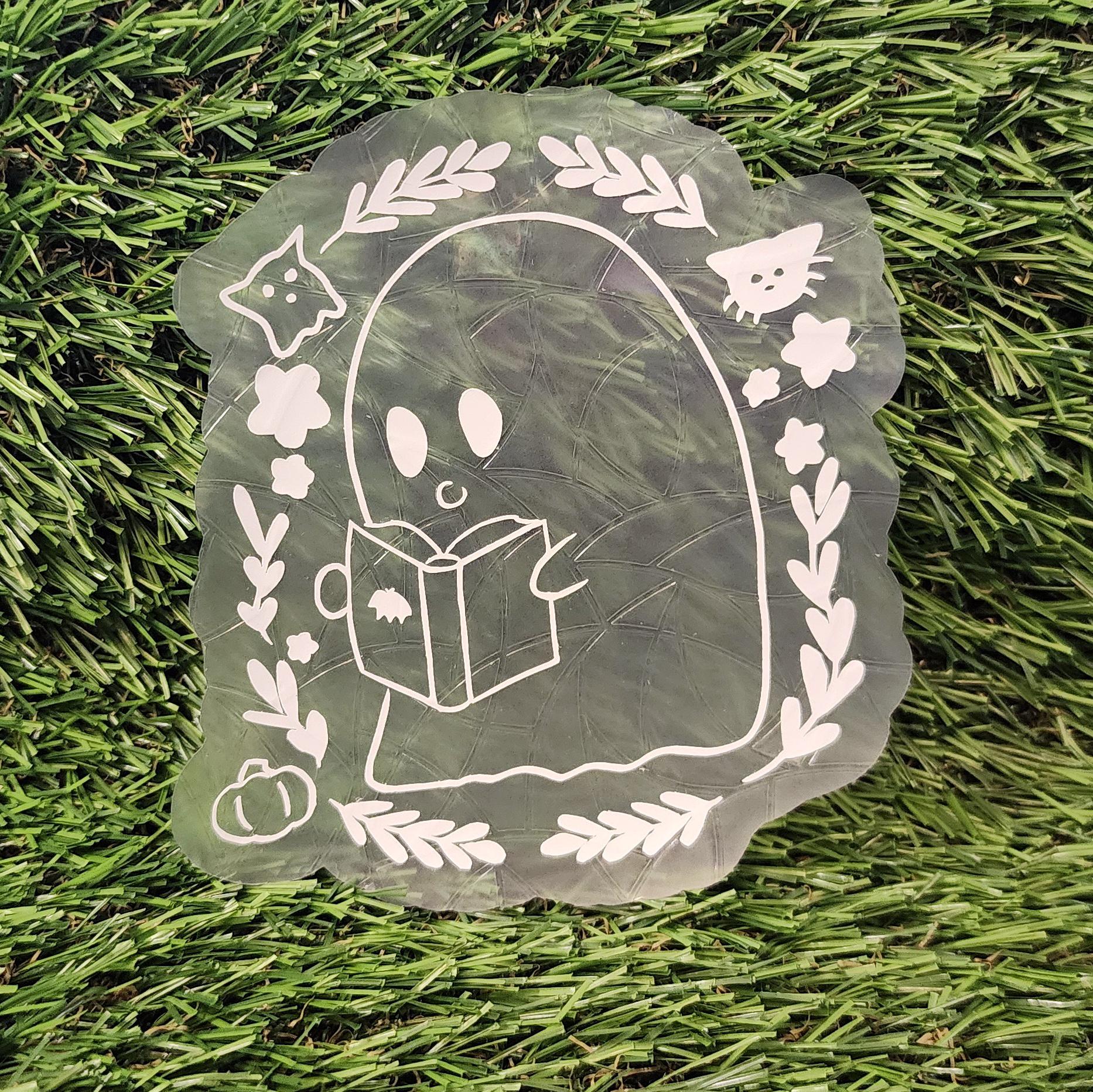 Ghost Bookworm Suncatcher