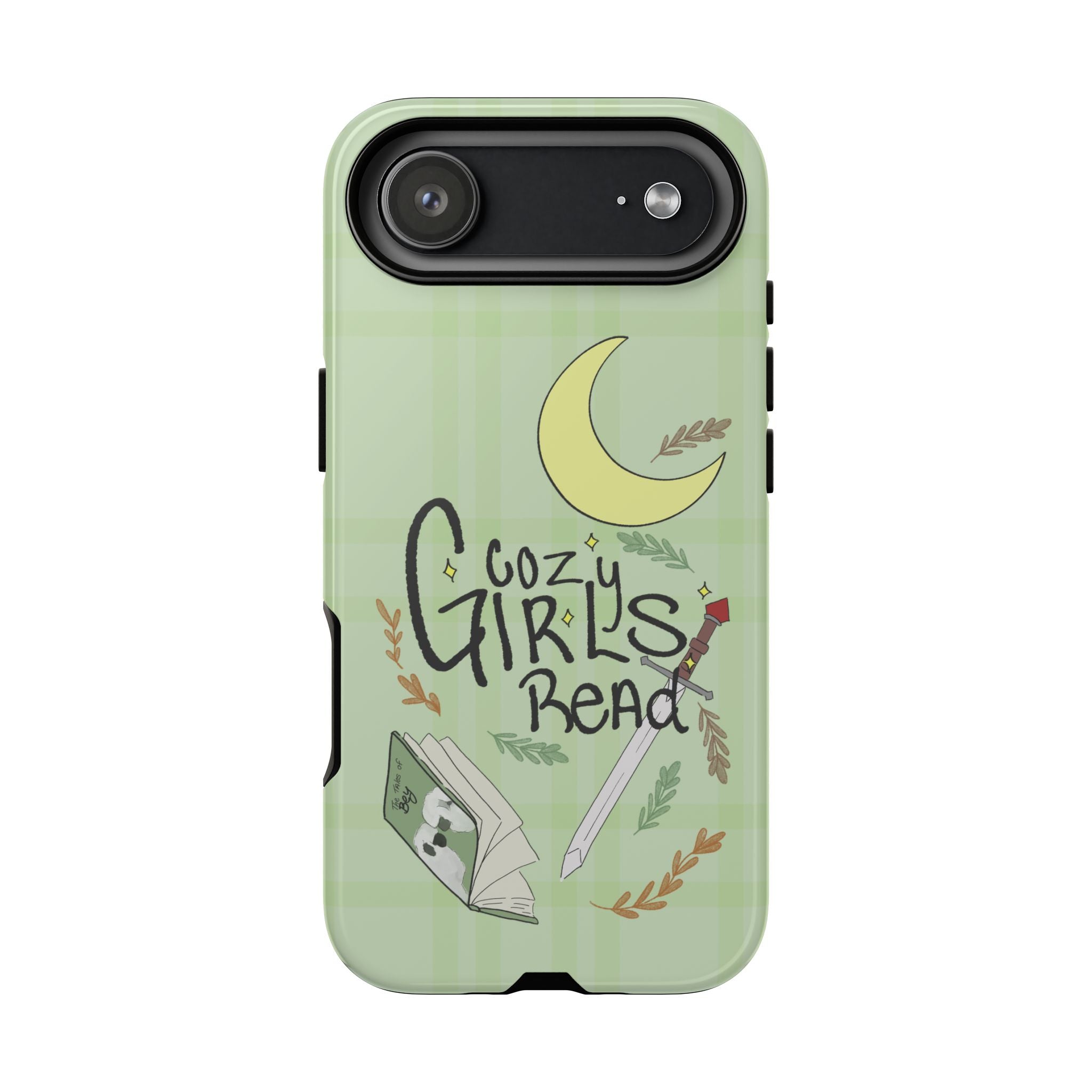 Cozy Girls Read Phone Case — Green Moonlit Reading Design