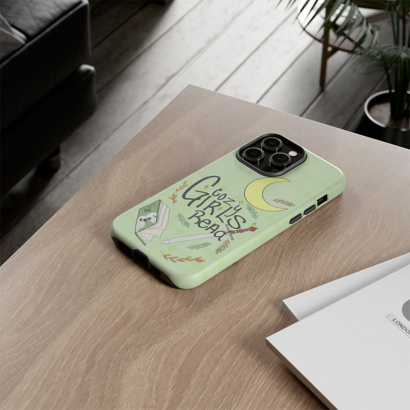 Cozy Girls Read Phone Case — Green Moonlit Reading Design