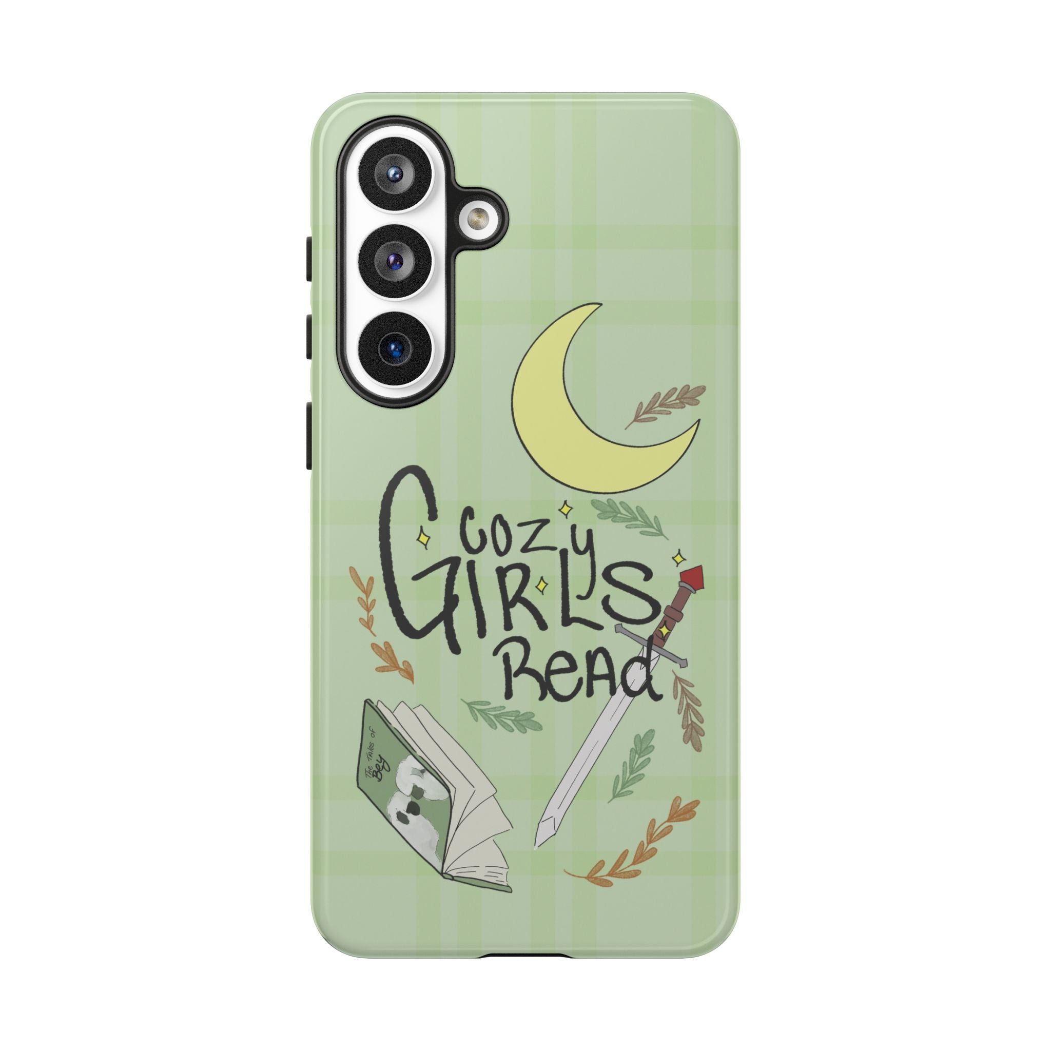 Cozy Girls Read Phone Case — Green Moonlit Reading Design