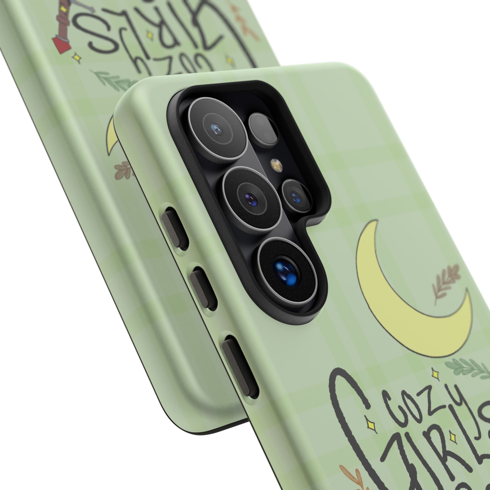 Cozy Girls Read Phone Case — Green Moonlit Reading Design