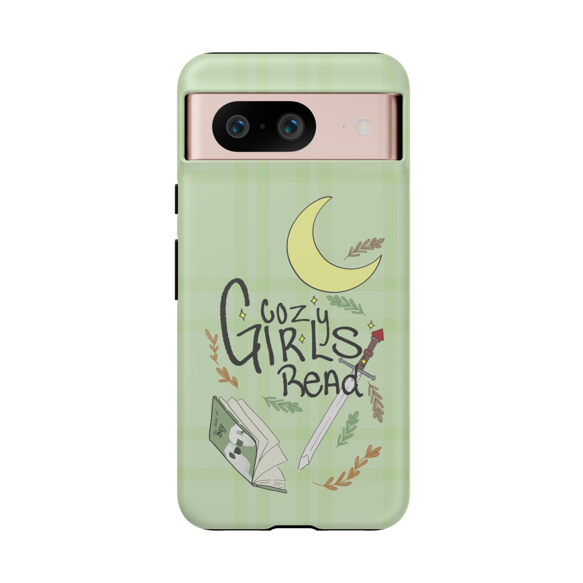 Cozy Girls Read Phone Case — Green Moonlit Reading Design