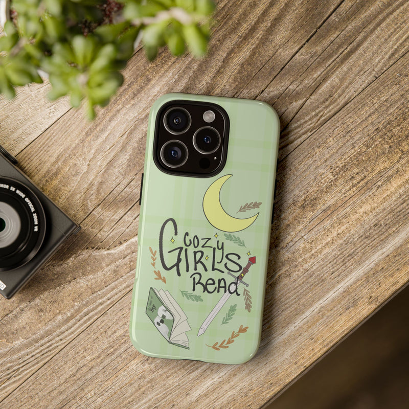 Cozy Girls Read Phone Case — Green Moonlit Reading Design