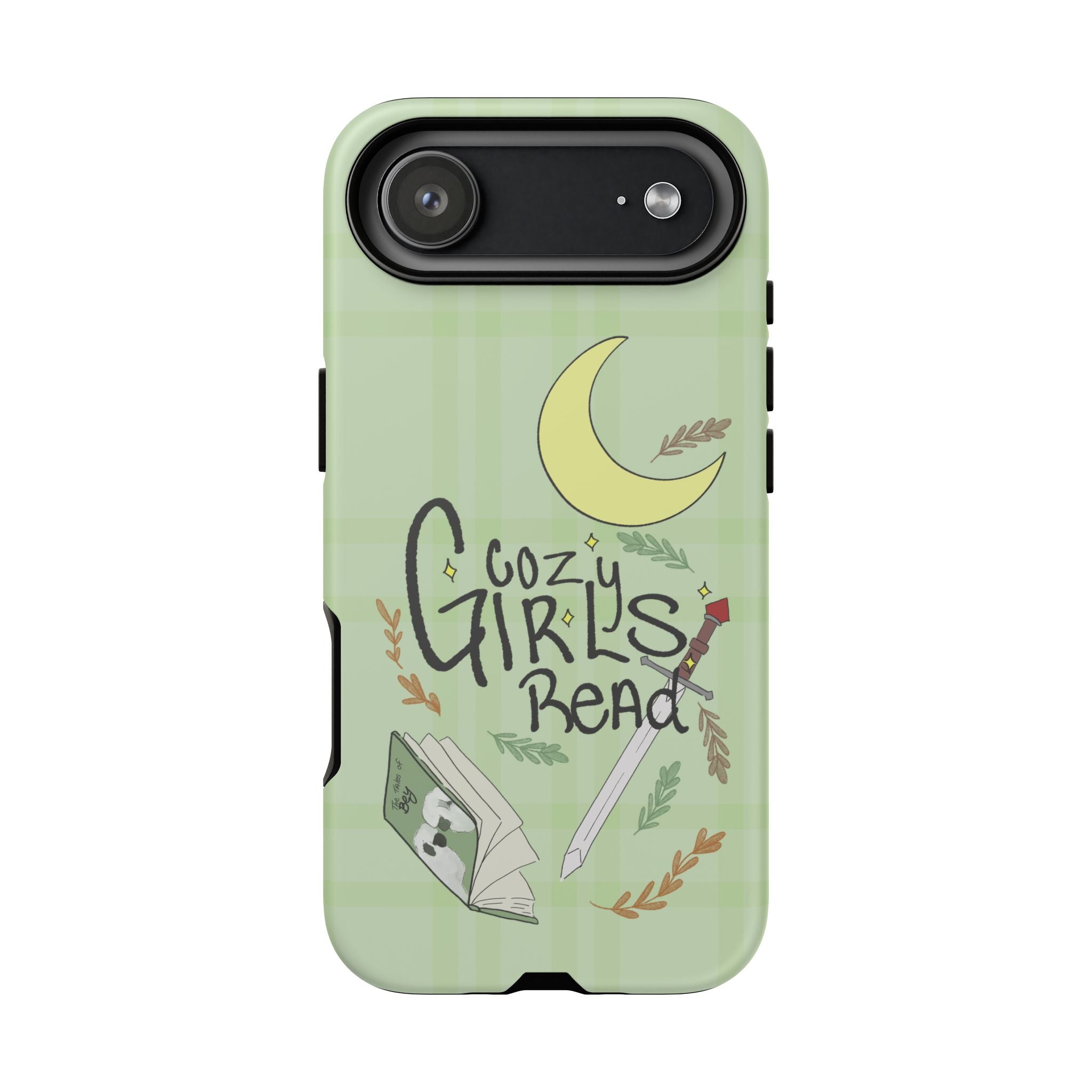Cozy Girls Read Phone Case — Green Moonlit Reading Design