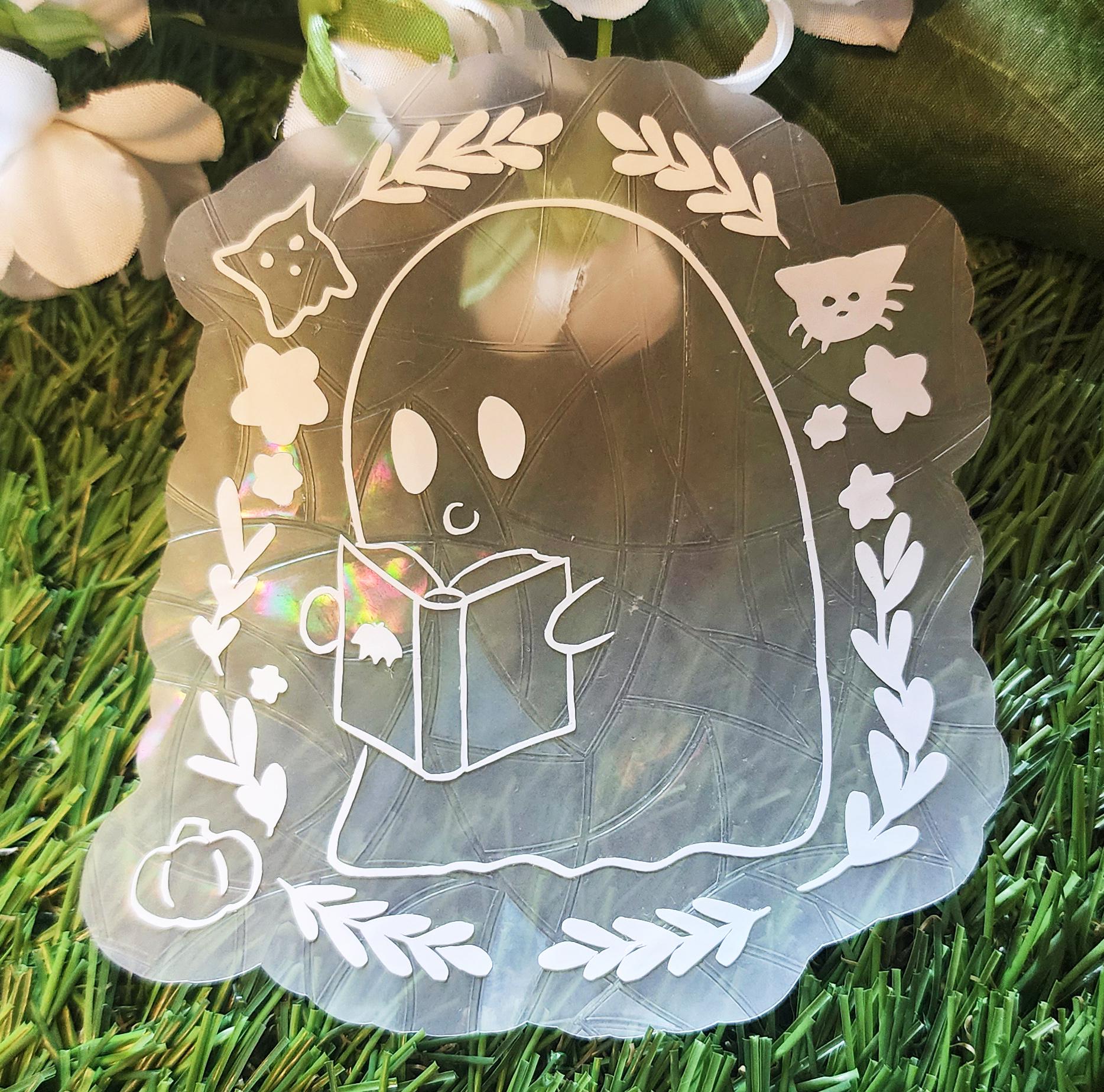 Ghost Bookworm Suncatcher