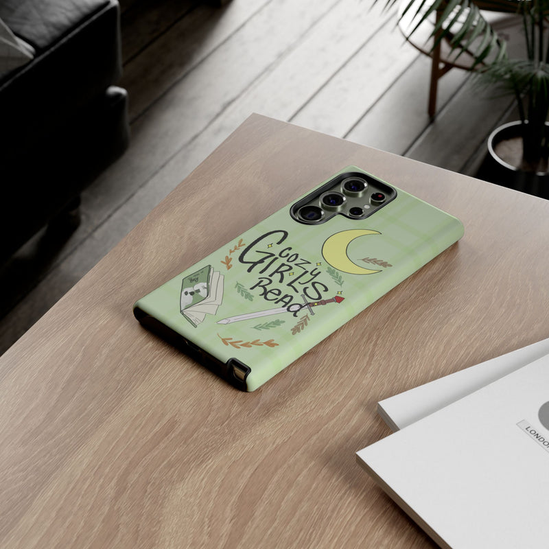 Cozy Girls Read Phone Case — Green Moonlit Reading Design