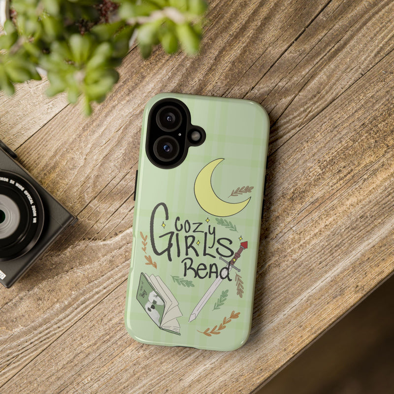 Cozy Girls Read Phone Case — Green Moonlit Reading Design