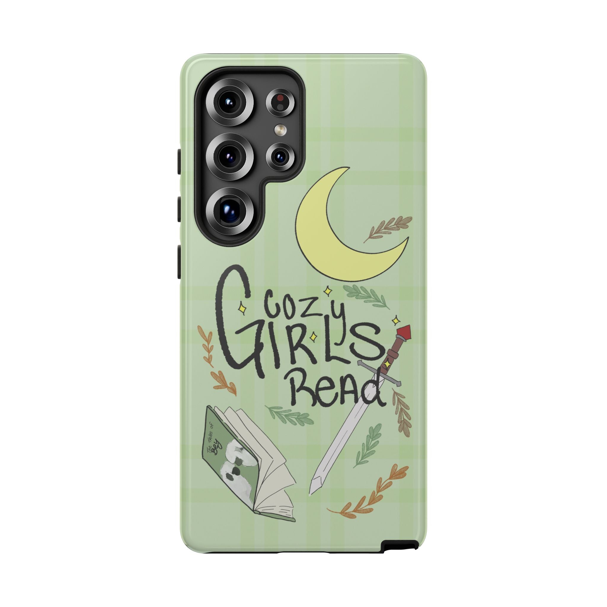 Cozy Girls Read Phone Case — Green Moonlit Reading Design