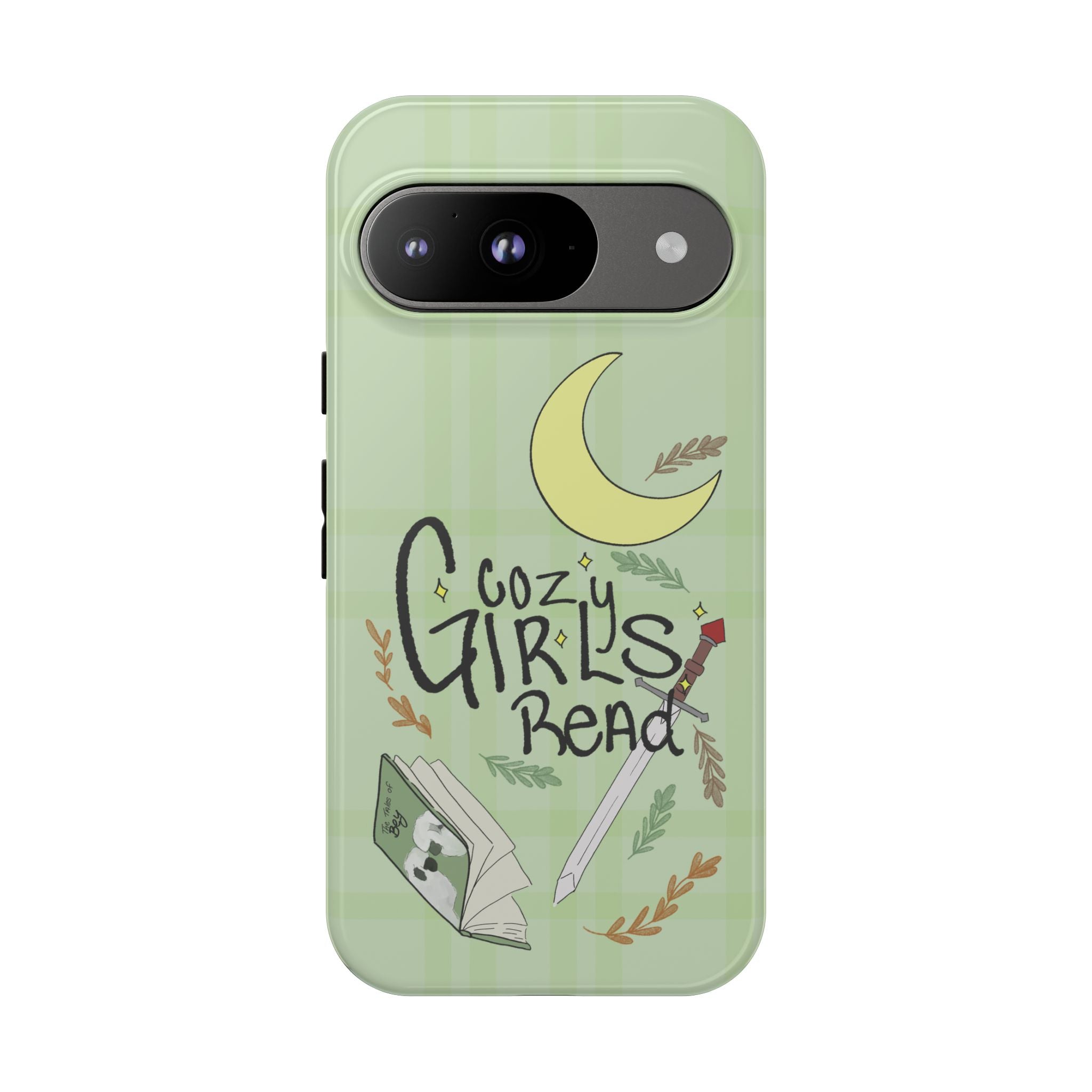 Cozy Girls Read Phone Case — Green Moonlit Reading Design