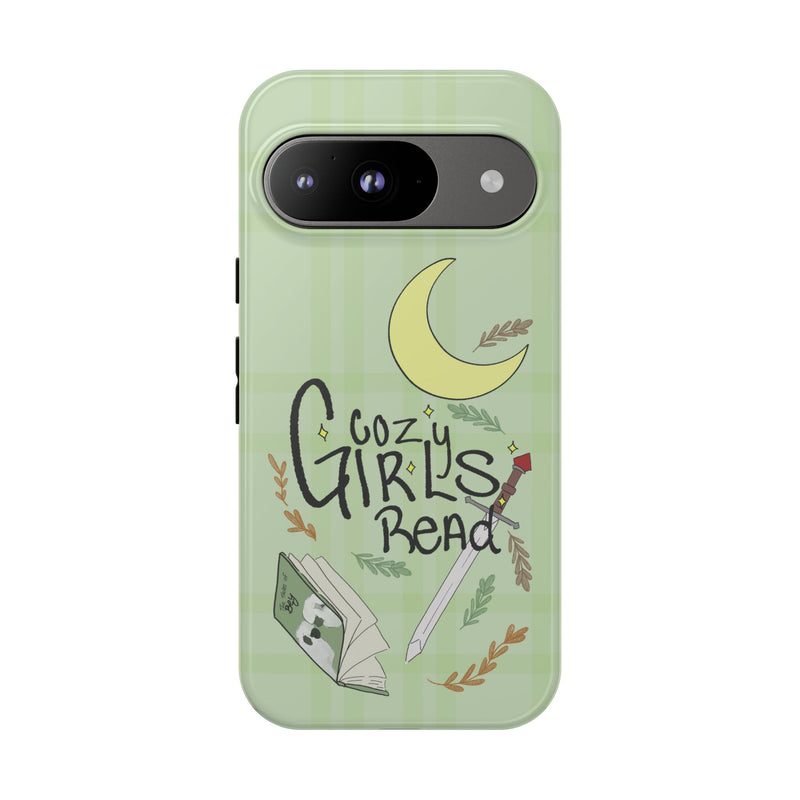 Cozy Girls Read Phone Case — Green Moonlit Reading Design