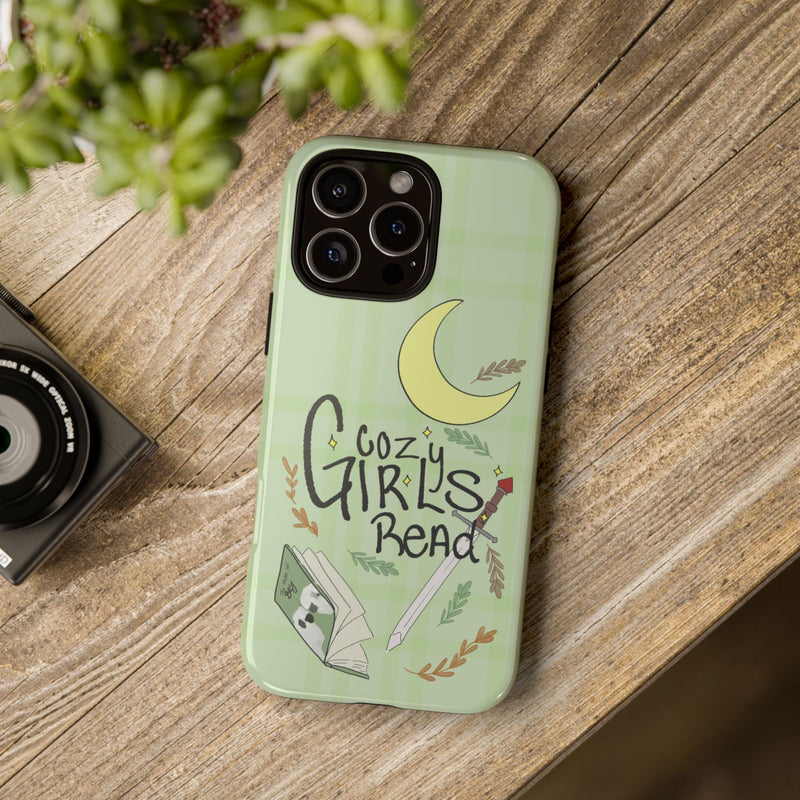 Cozy Girls Read Phone Case — Green Moonlit Reading Design