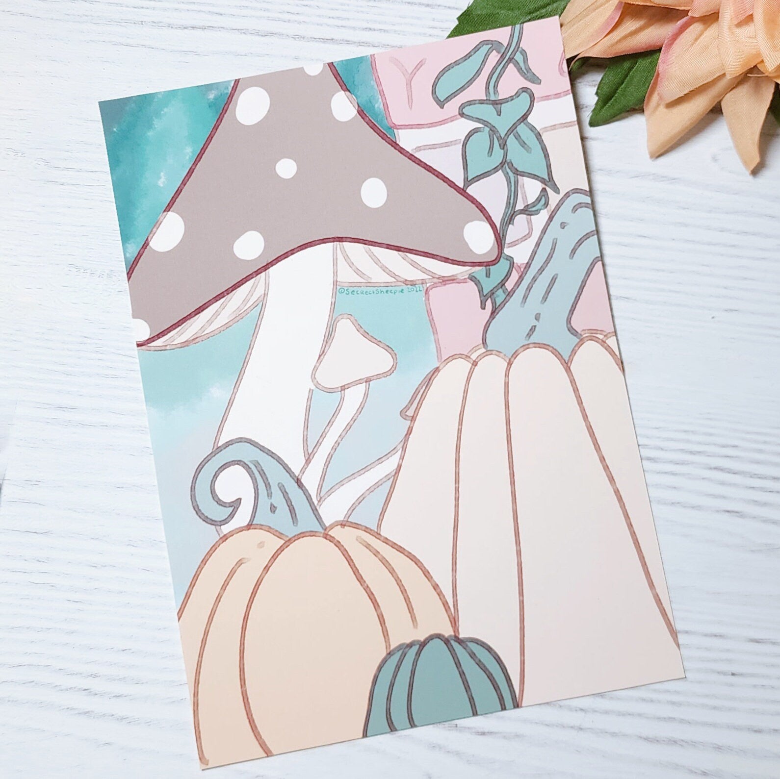 Mushroom & Pumpkin Art Print