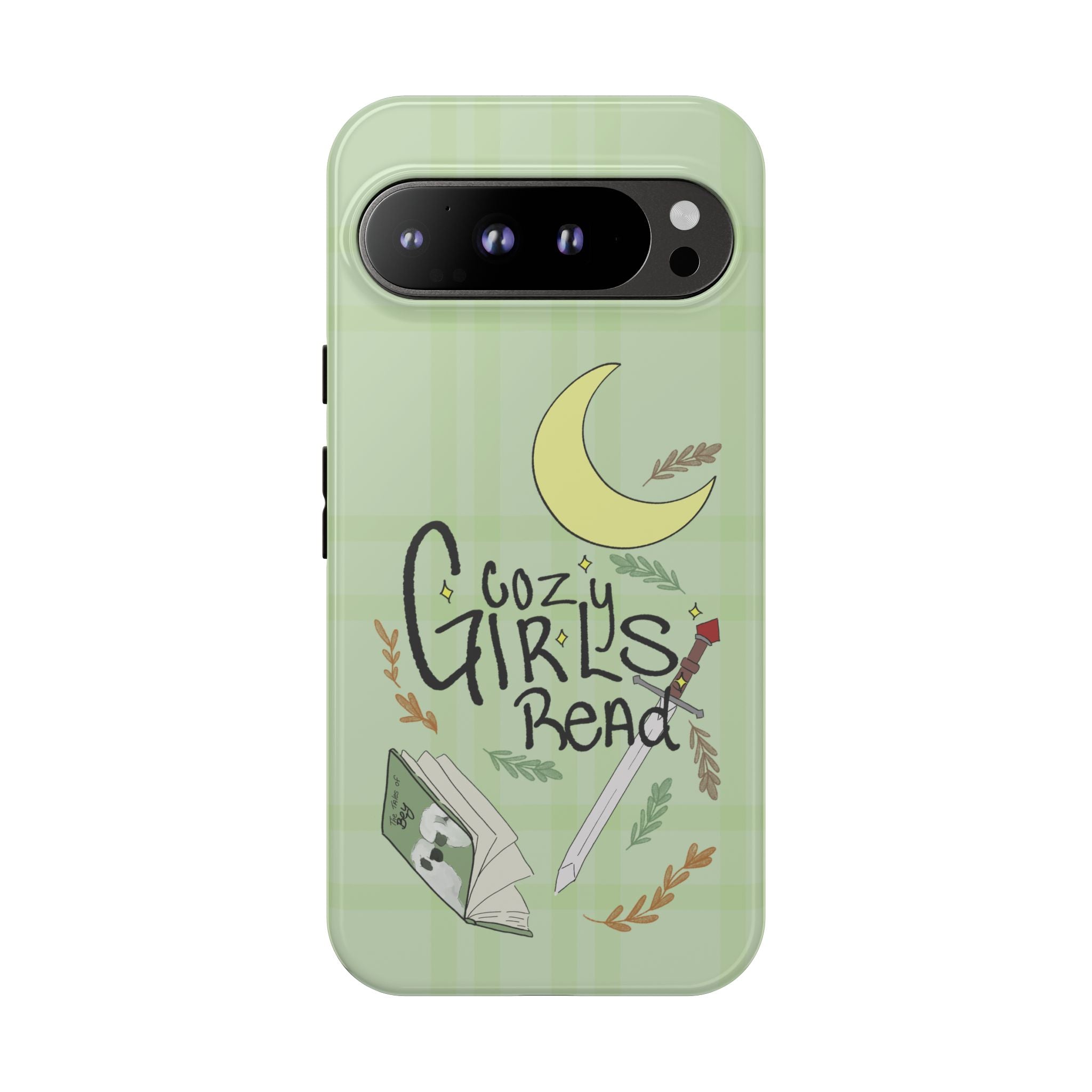 Cozy Girls Read Phone Case — Green Moonlit Reading Design