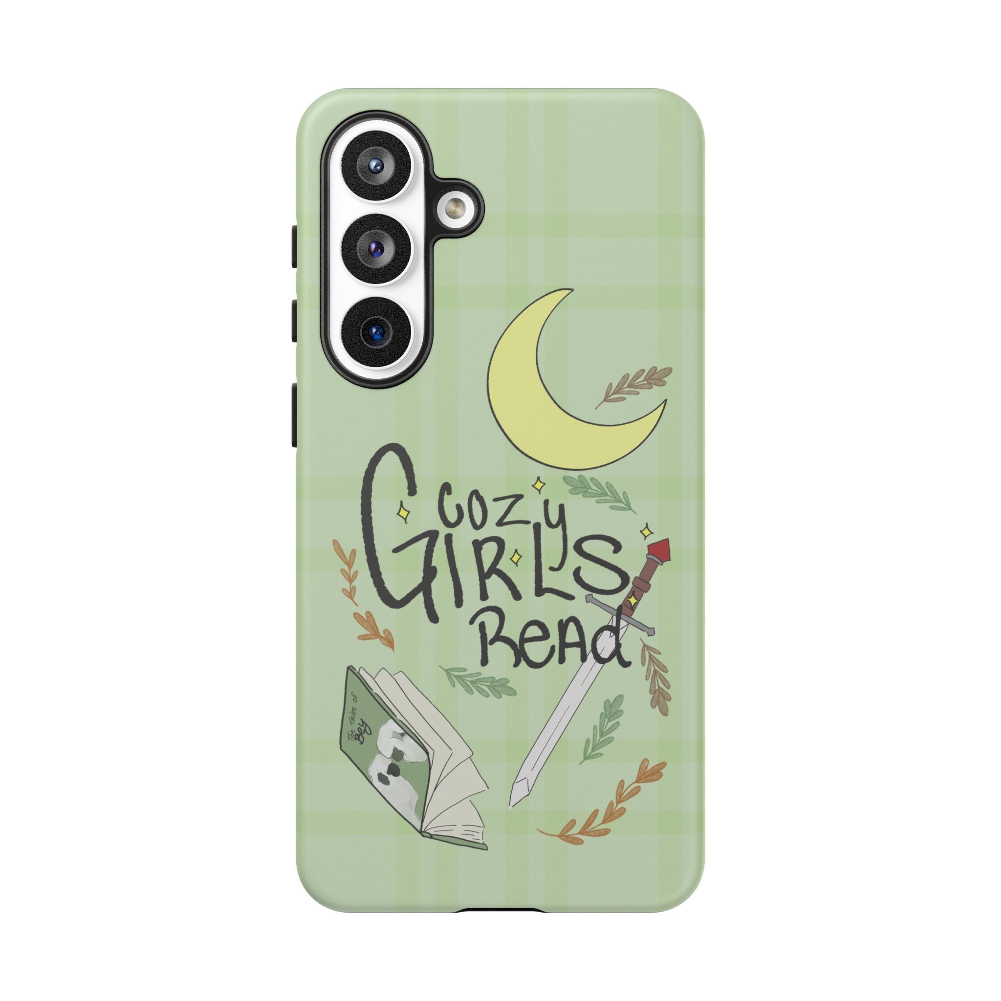Cozy Girls Read Phone Case — Green Moonlit Reading Design