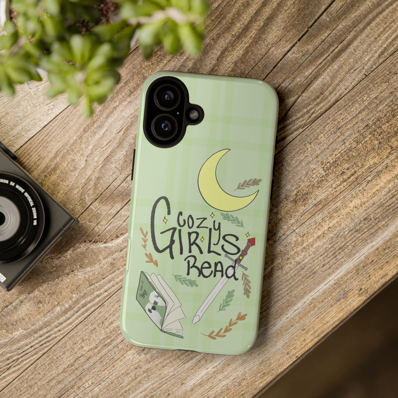 Cozy Girls Read Phone Case — Green Moonlit Reading Design