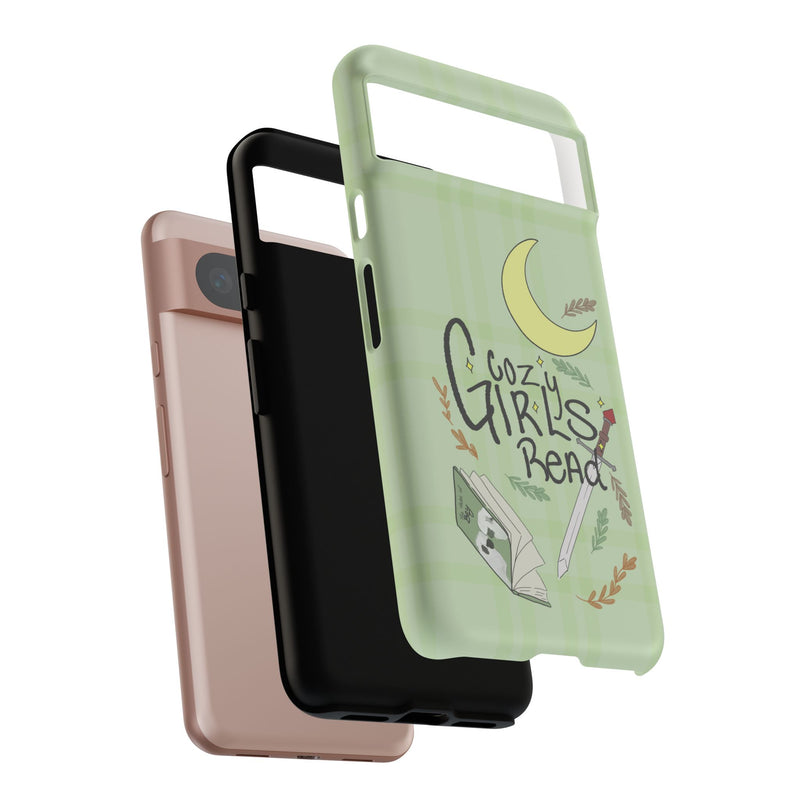 Cozy Girls Read Phone Case — Green Moonlit Reading Design