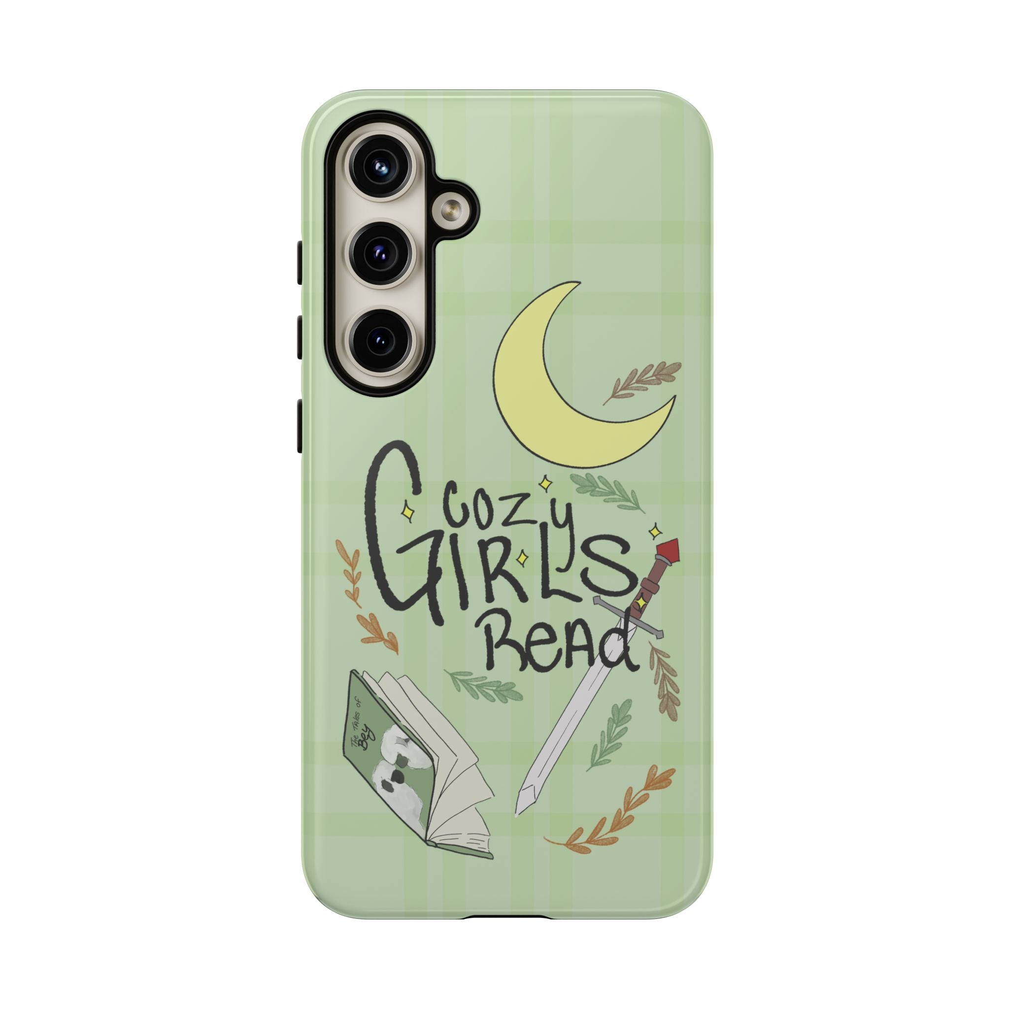 Cozy Girls Read Phone Case — Green Moonlit Reading Design