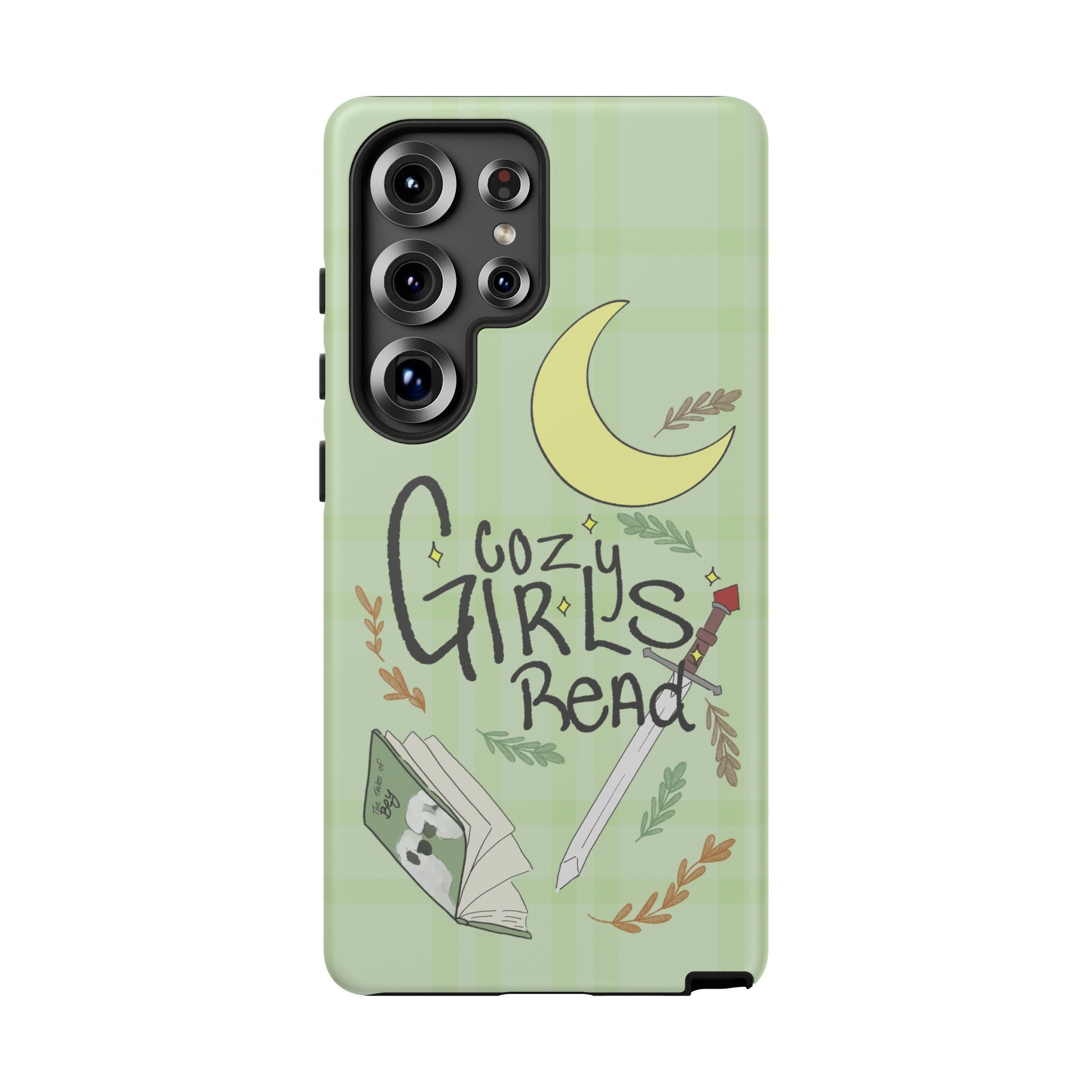 Cozy Girls Read Phone Case — Green Moonlit Reading Design