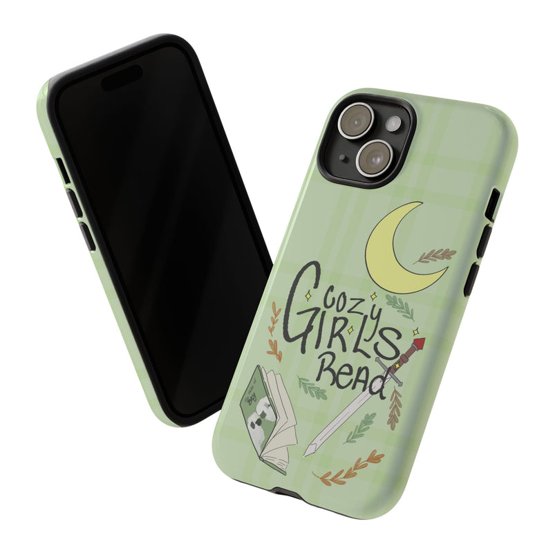 Cozy Girls Read Phone Case — Green Moonlit Reading Design