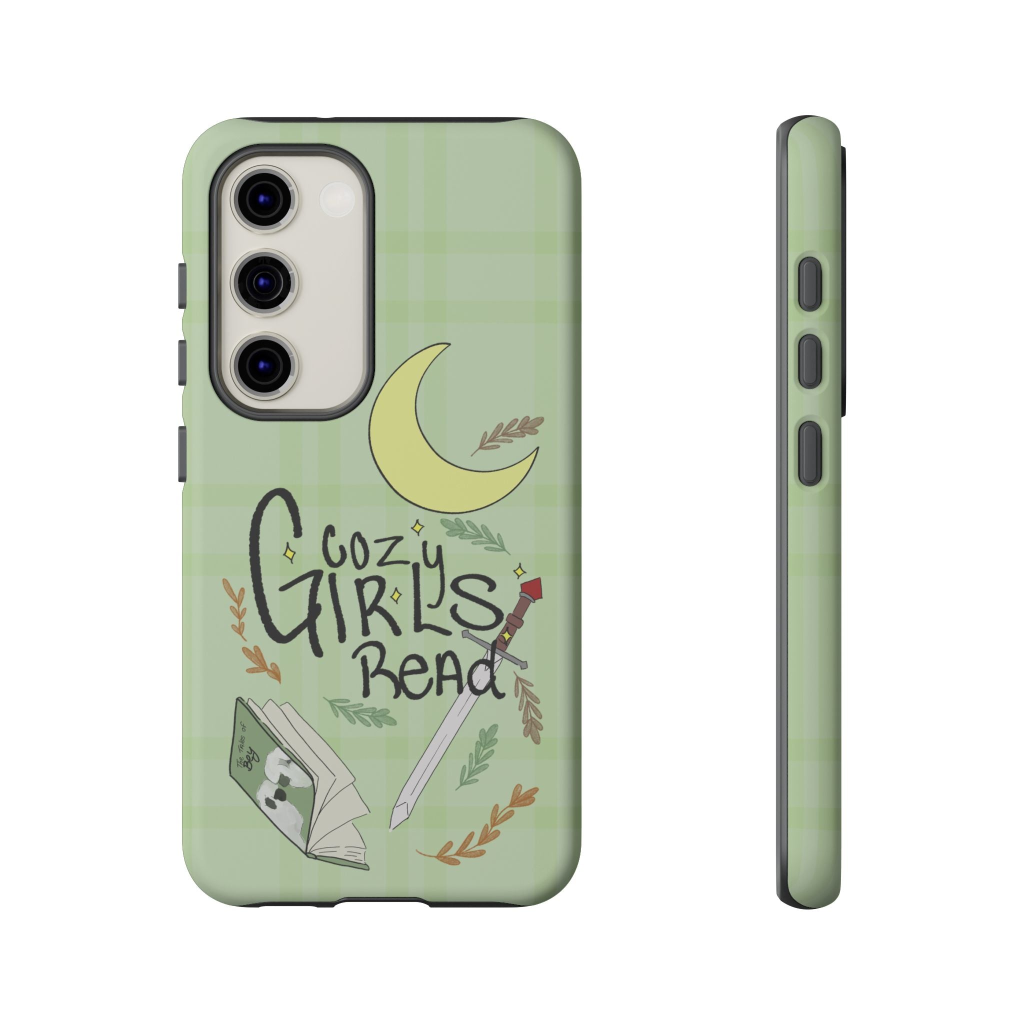 Cozy Girls Read Phone Case — Green Moonlit Reading Design