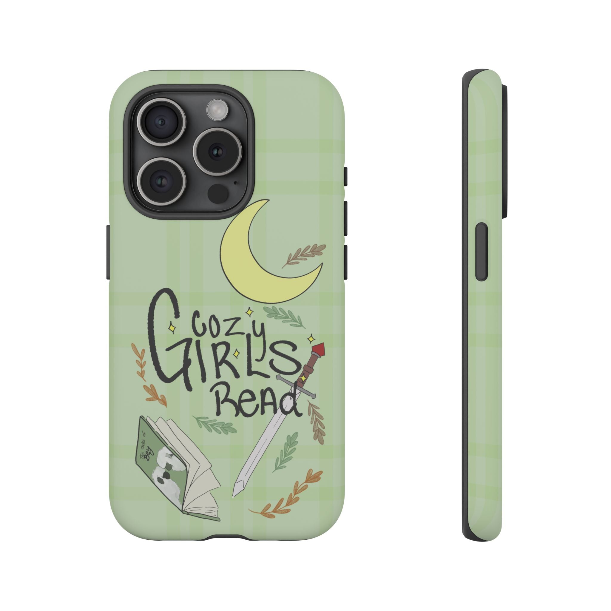 Cozy Girls Read Phone Case — Green Moonlit Reading Design