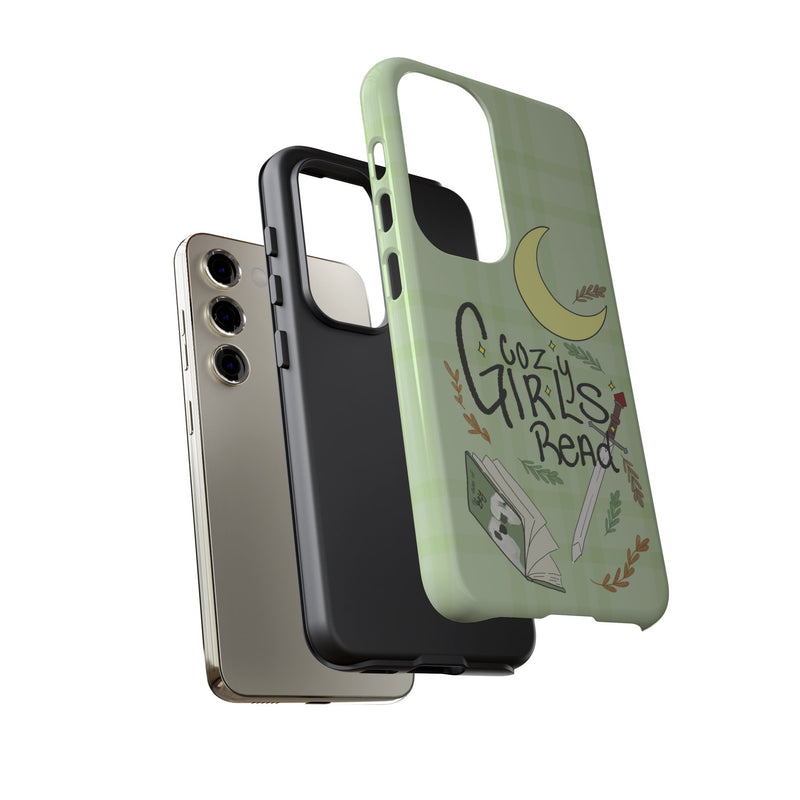 Cozy Girls Read Phone Case — Green Moonlit Reading Design