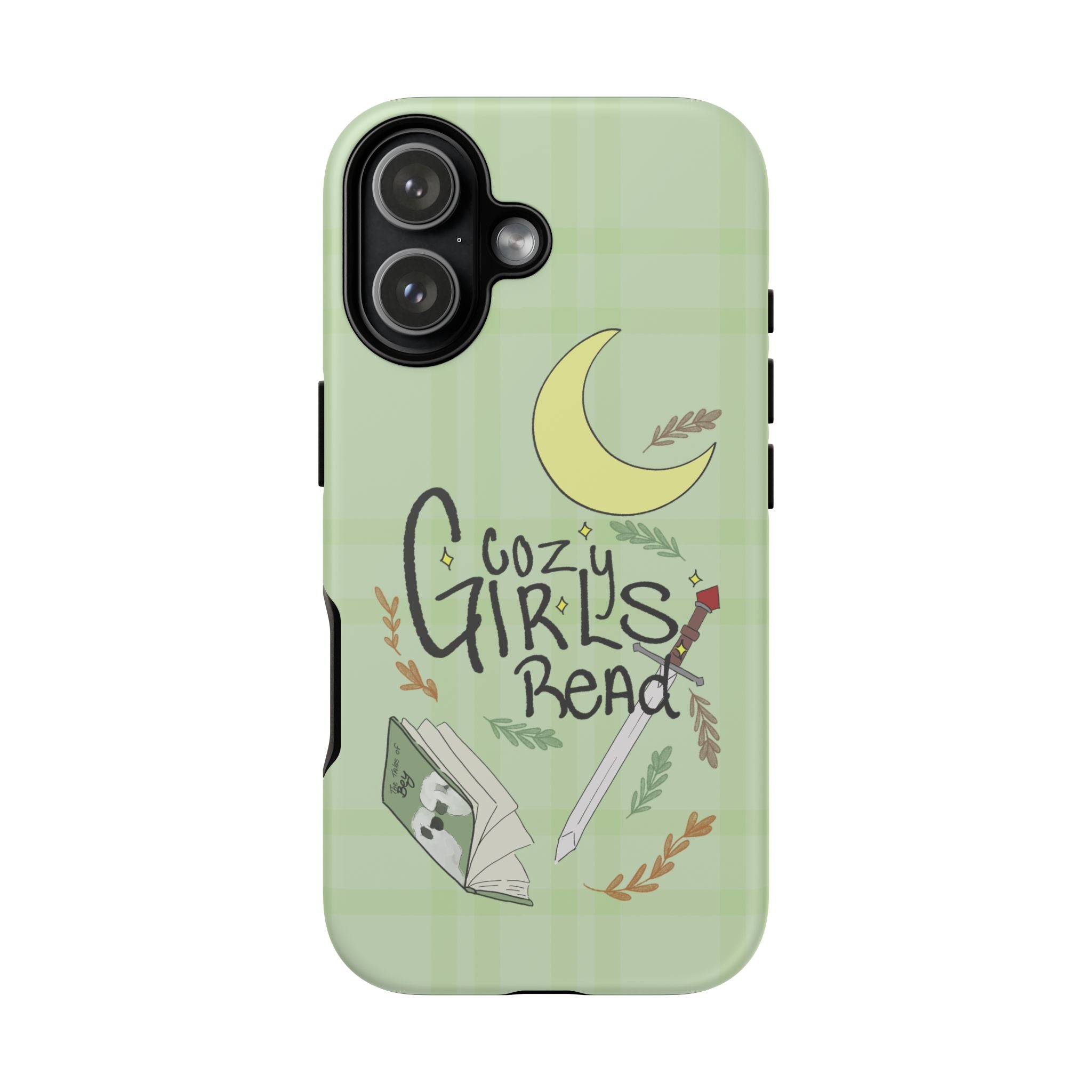 Cozy Girls Read Phone Case — Green Moonlit Reading Design