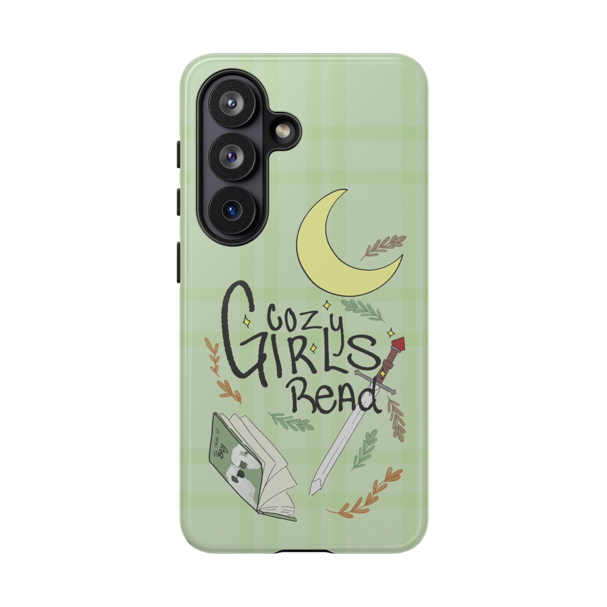 Cozy Girls Read Phone Case — Green Moonlit Reading Design