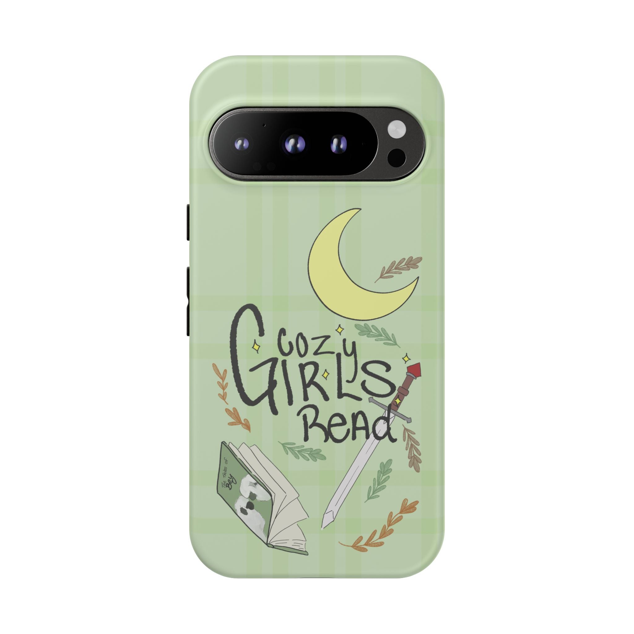 Cozy Girls Read Phone Case — Green Moonlit Reading Design