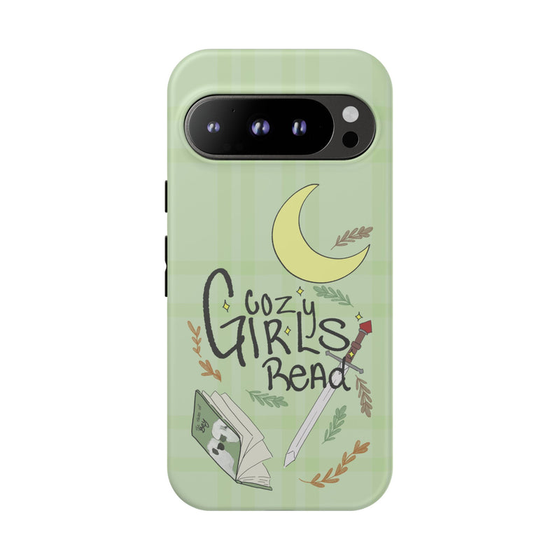 Cozy Girls Read Phone Case — Green Moonlit Reading Design