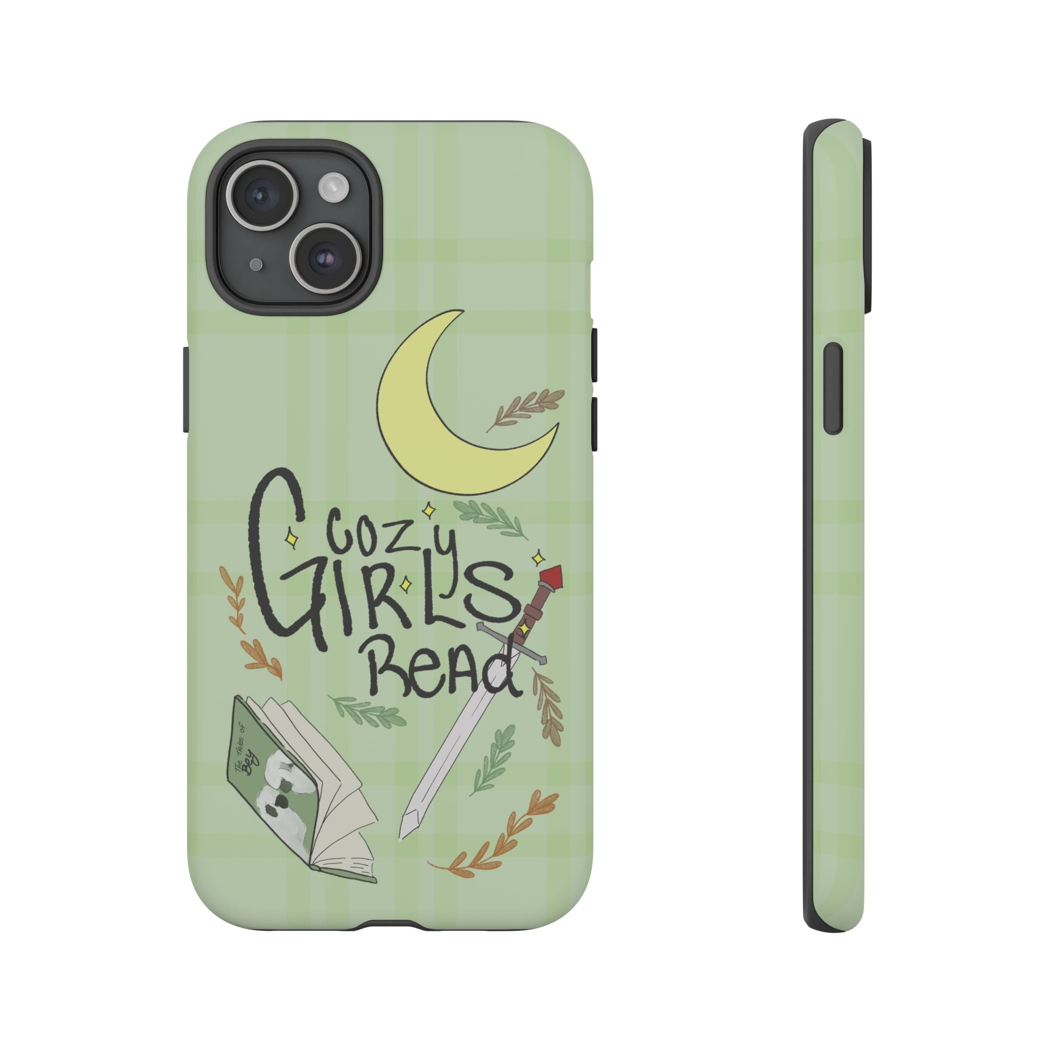 Cozy Girls Read Phone Case — Green Moonlit Reading Design