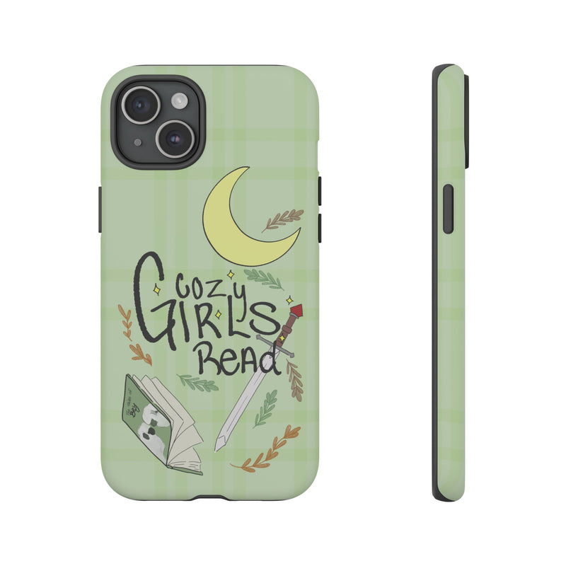 Cozy Girls Read Phone Case — Green Moonlit Reading Design