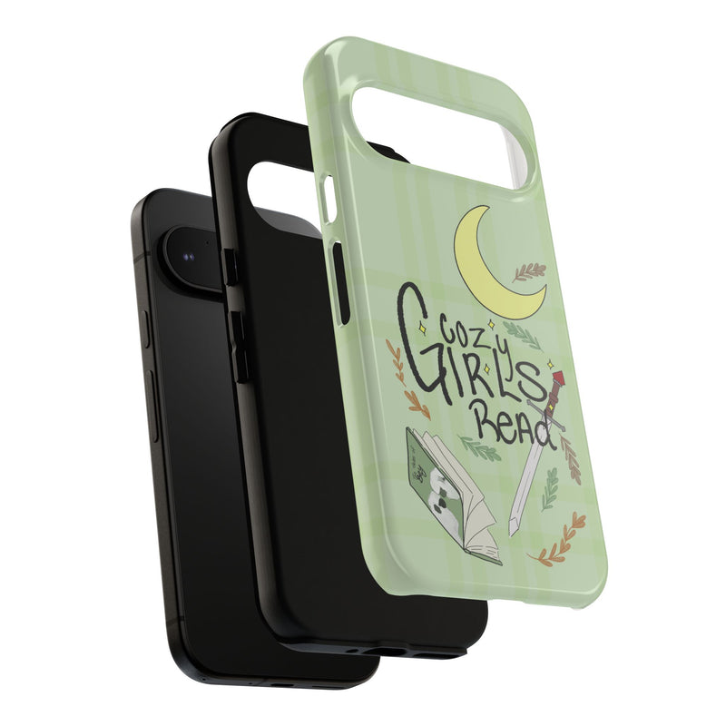 Cozy Girls Read Phone Case — Green Moonlit Reading Design