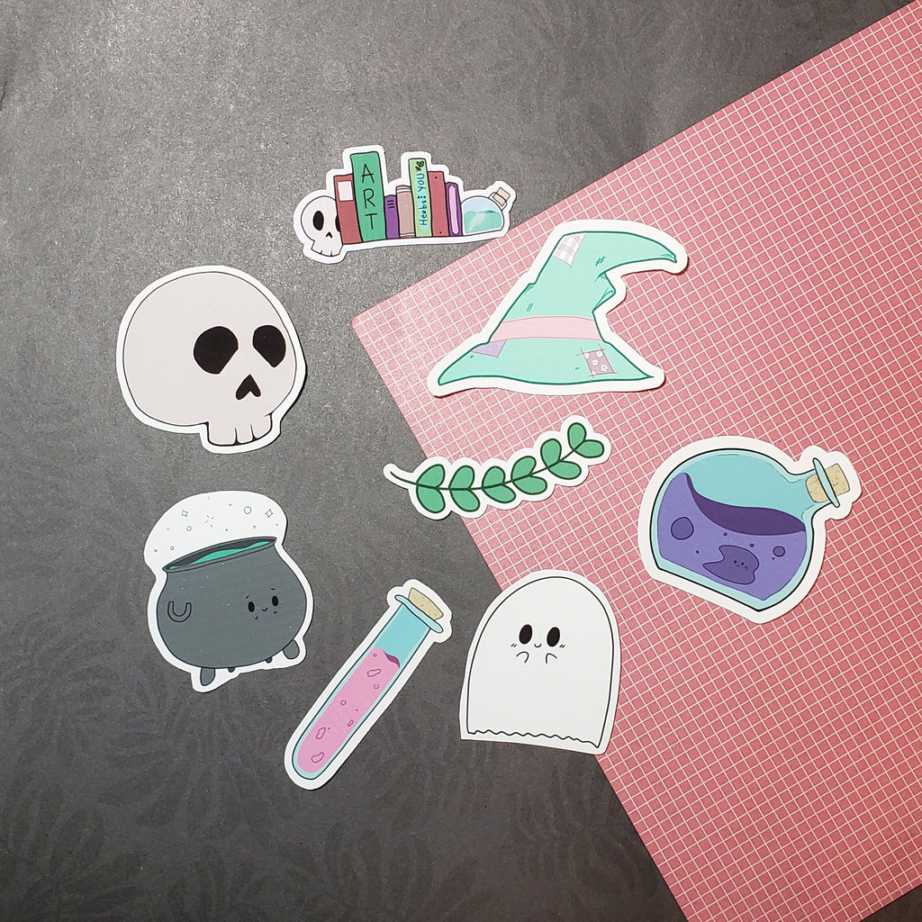 Witchy Vibes Sticker Set: Kawaii Witchcraft Vinyl Decals