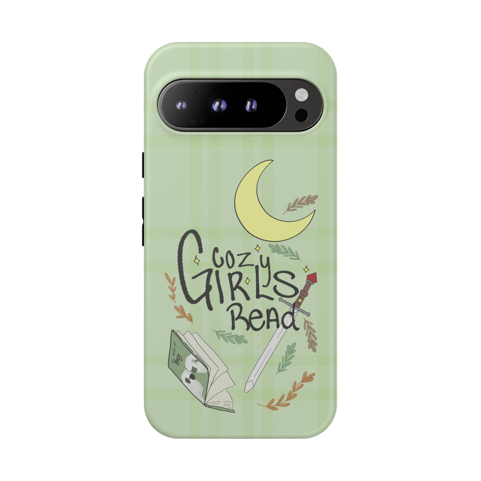 Cozy Girls Read Phone Case — Green Moonlit Reading Design