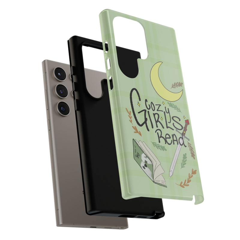 Cozy Girls Read Phone Case — Green Moonlit Reading Design
